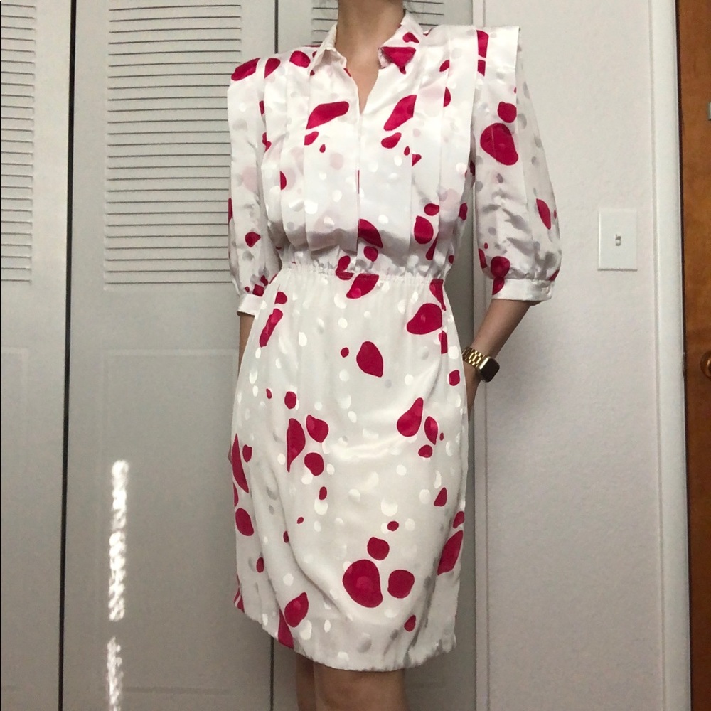 Vintage 80s White Pink Dress